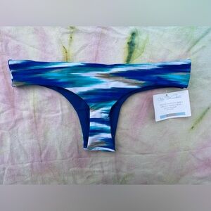 NWT Olala Swimwear Reversible Blue Brazilian Kawaihe Thong Bikini Bottoms S